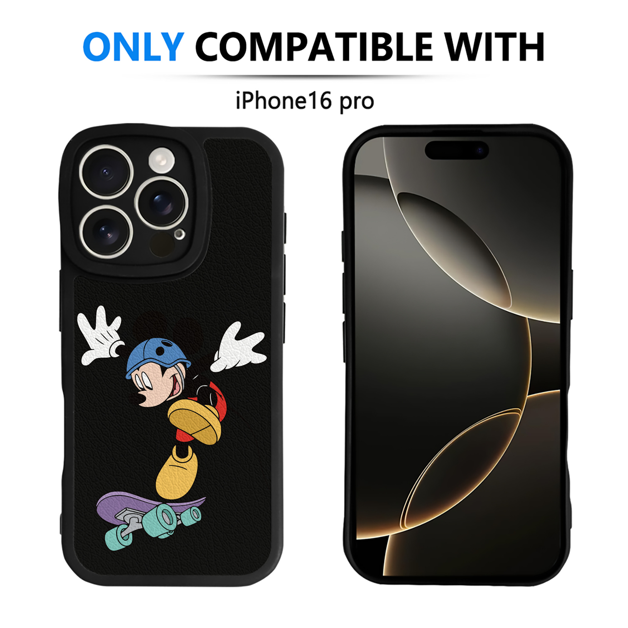 （画像用） ミッキーマウス Mickey Mouse 【iPhone 16シリーズ対応】シリコンスマホケース（レザー調） 材質：シリコン